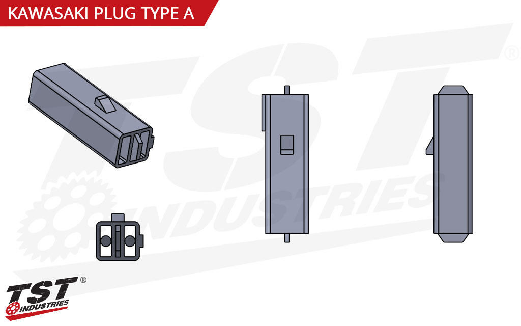 Diagram of male OEM-style Kawasaki connector.