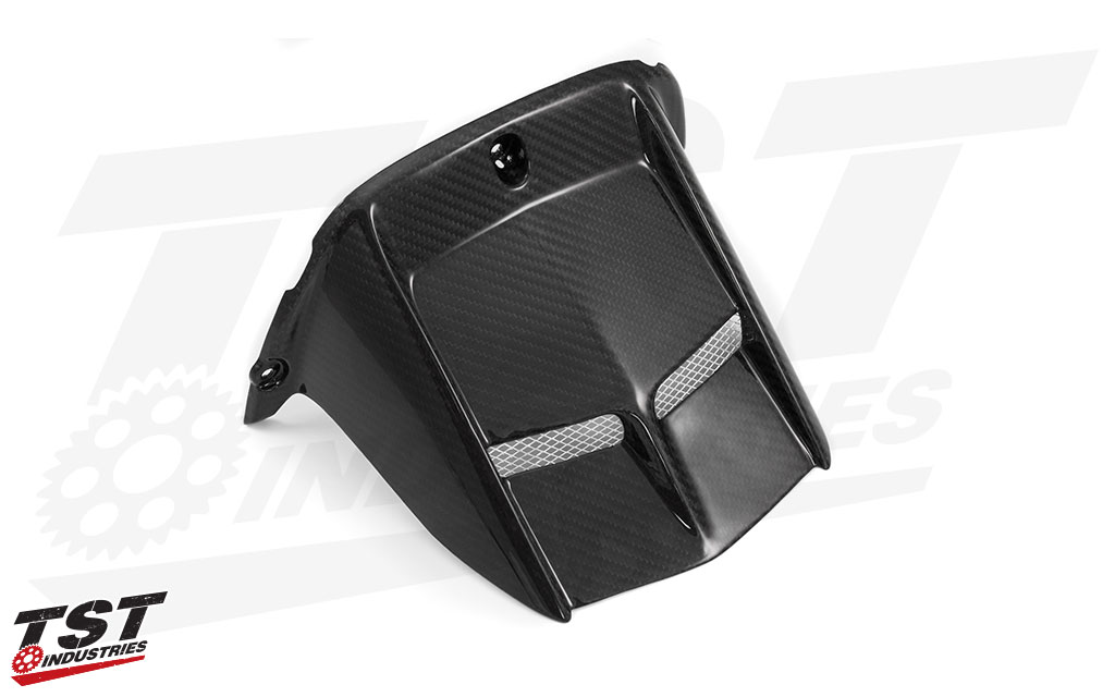 TST Industries Twill Carbon Fiber Hugger for the Yamaha YZF-R6 2006-2020.