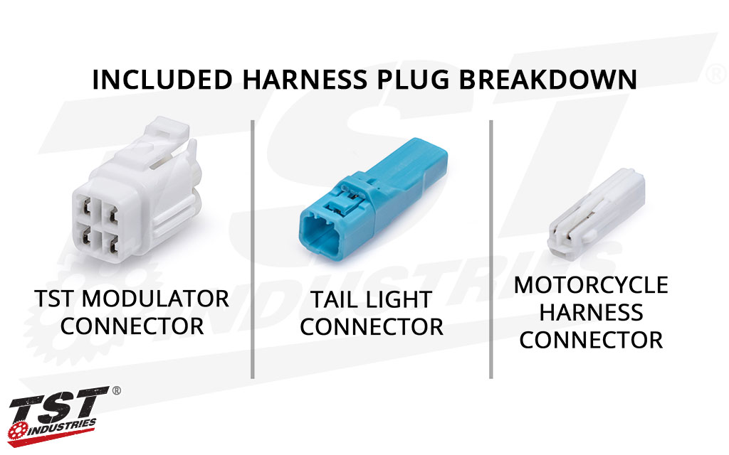 Plug breakdown of the included harness converter.