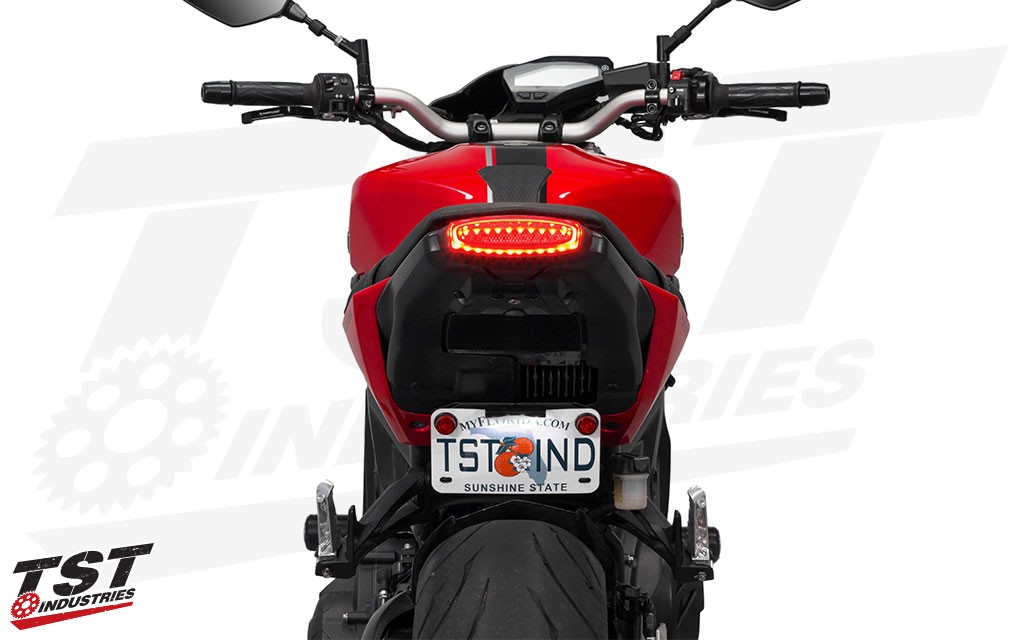 Ditch the bulky stock fender for the TST Industries Elite-1 Fender Eliminator. (License Plate Light and LED Integrated Tail Light sold separately)