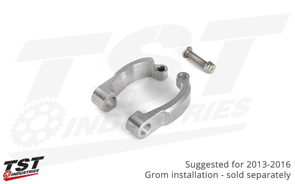 Install this exhaust on the 2013-2016 Honda Grom using our TST Low-Mount Exhaust Bracket - sold separately.