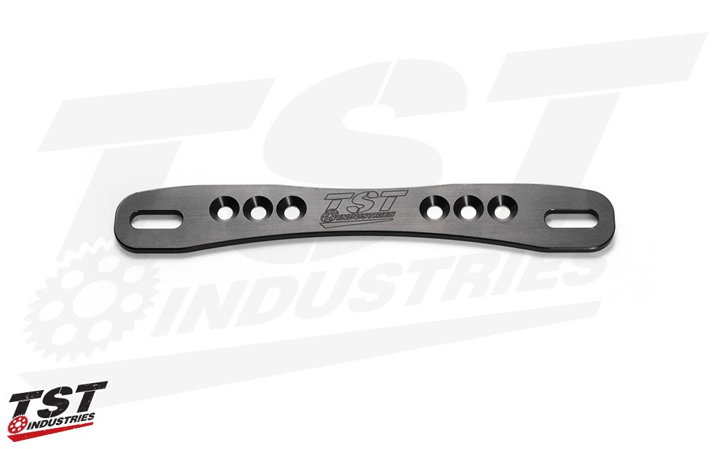The TST Elite-1 Adjustable Fender Eliminator features a durable black anodized coating.