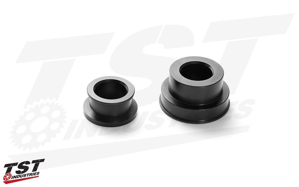 Rear wheel captive wheel spacers for the 2015+ Yamaha YZF-R3 and MT-03 2020+.
