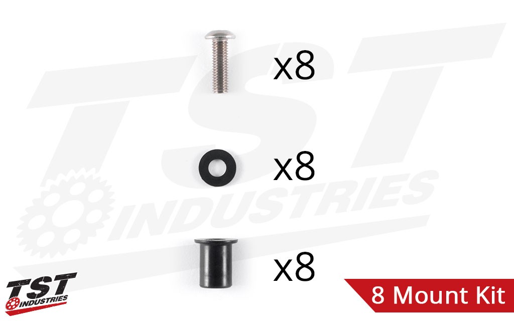 Securely fasten your windscreen with the TST Windscreen Mounting Hardware Kit.