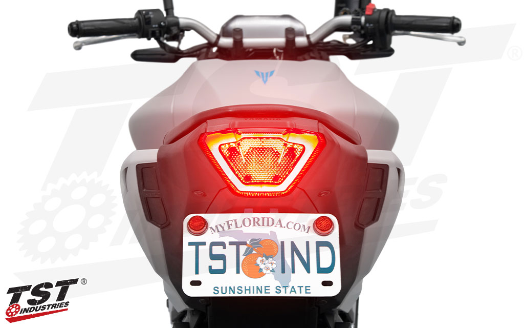 Super bright LEDs activate to full power during brake activation.