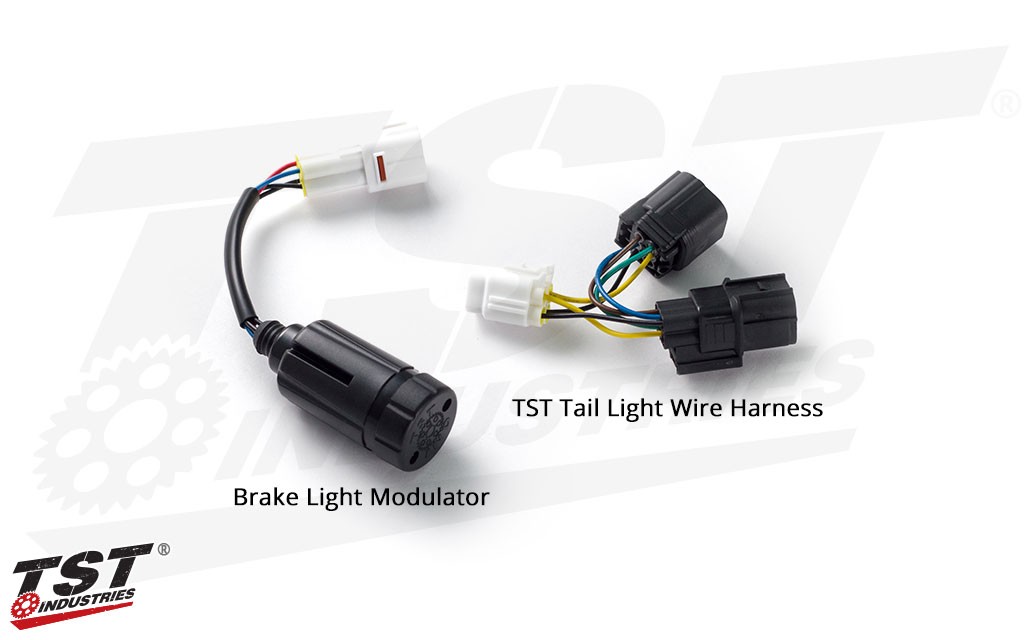 TST Brake Light Modulator - shown with TST tail light wire harness.