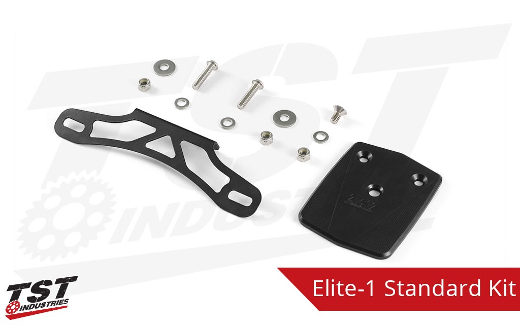 What's included in the standard (fixed) license plate bracket kit.