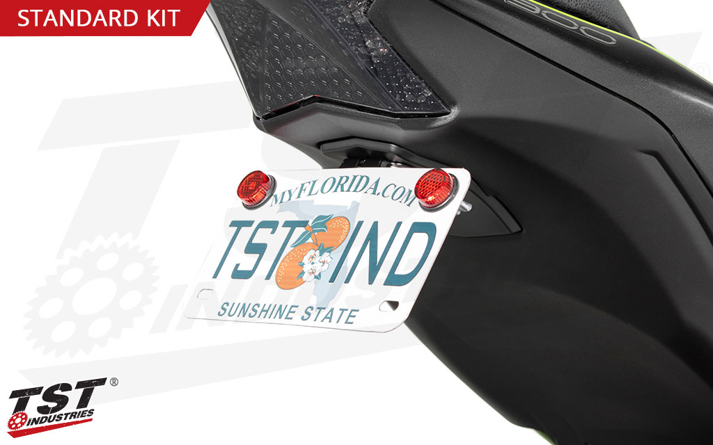 Standard Elite-1 Fender Eliminator features a fixed license plate angle.