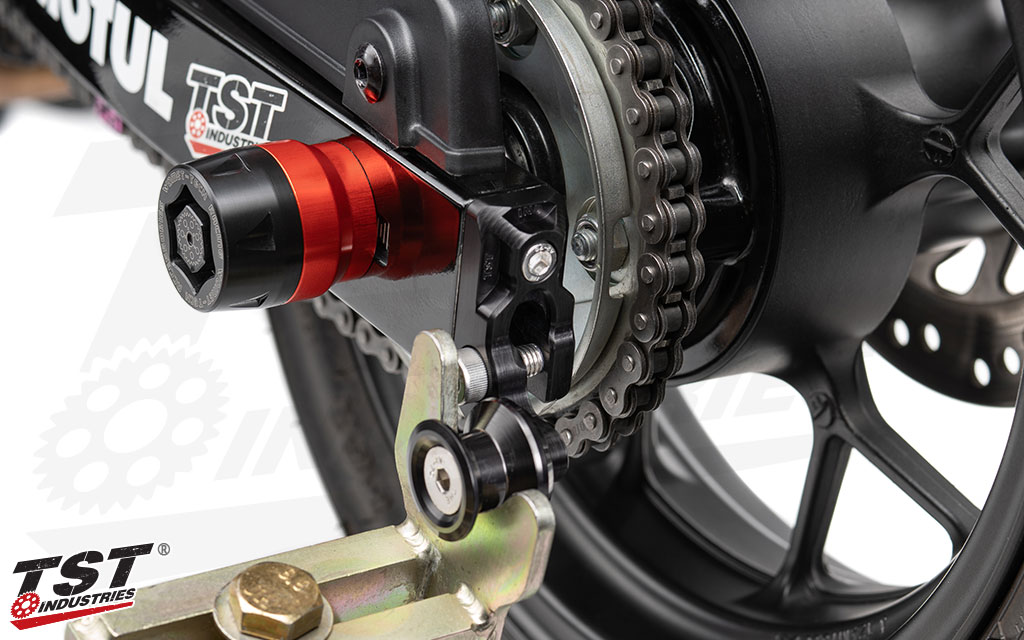 Ditch the horrible stock chain adjusters for an elegant solution that stays in place.