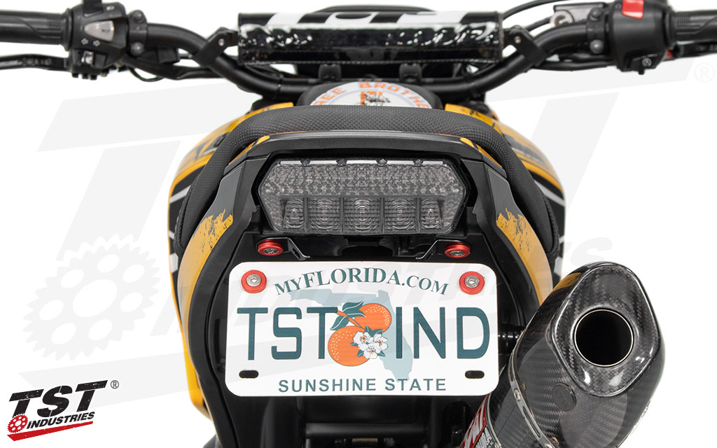 TST's smoked LED Integrated Tail Light shown on the 2014-2016 Honda Grom.