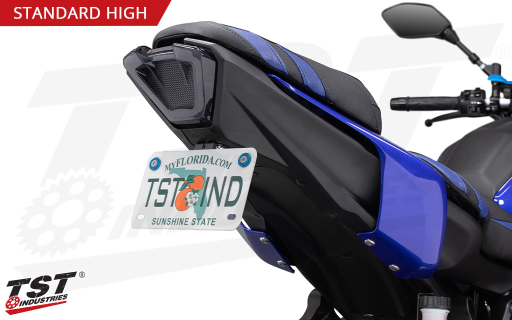 Mounts your license plate in a position similar to stock, but without the excess bulk.
