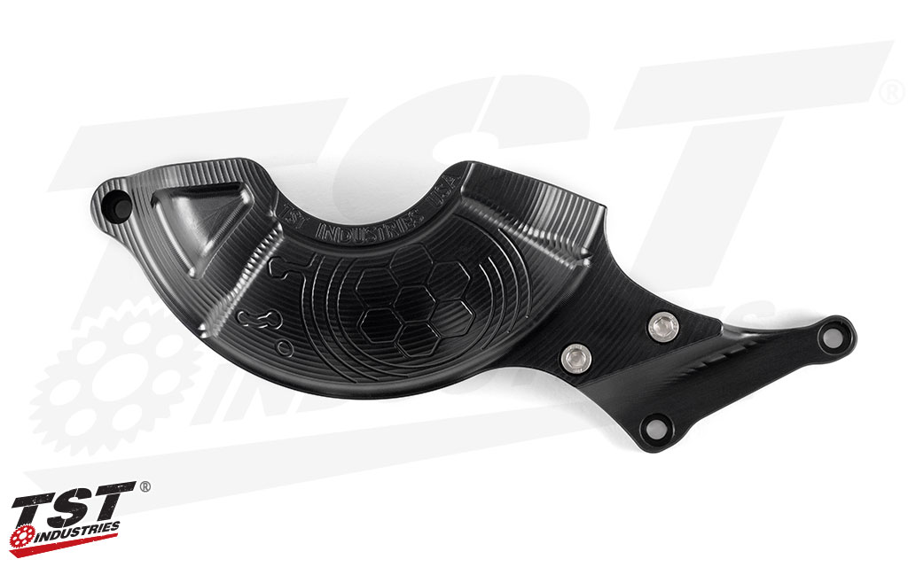 CNC machined from 6061 aluminum with a hard anodized black finish.