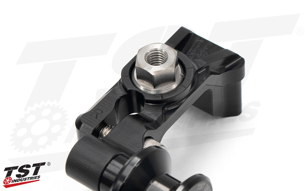 Stainess Steel Captive Nut Pairs With CNC Machined Marks For Easy-To-Read Adjustment Reference.