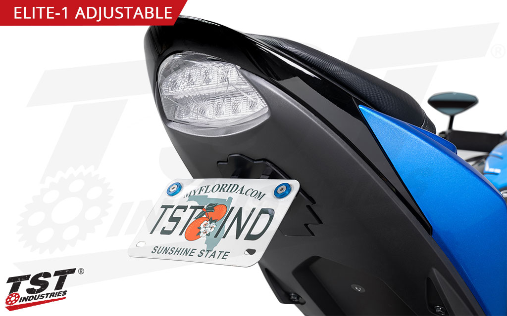 Mount your license plate and adjust the angle to fit your style.
