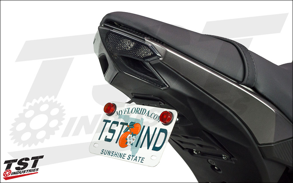 Standard fender eliminator kit forces a fixed angle of your license plate (vs. the adjustable design of the Elite-1 FE).