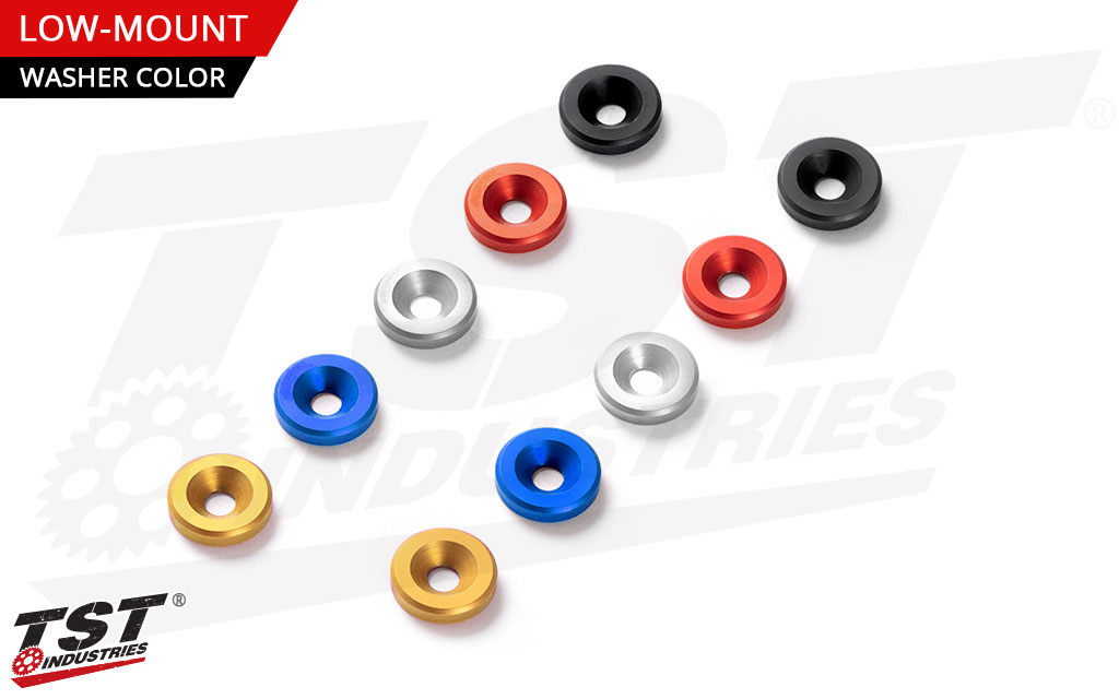 Choose between one of our 5 anodized license plate mounting hardware options.