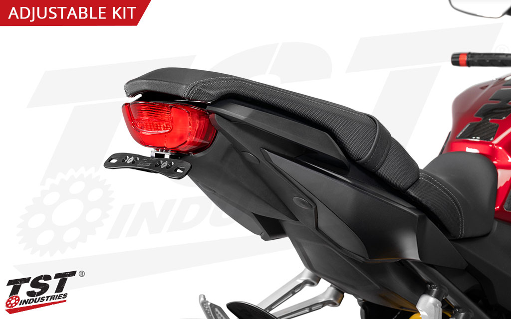 Adjustable bracket enables you to customize the plate angle on your Honda CB650R / CBR650R.