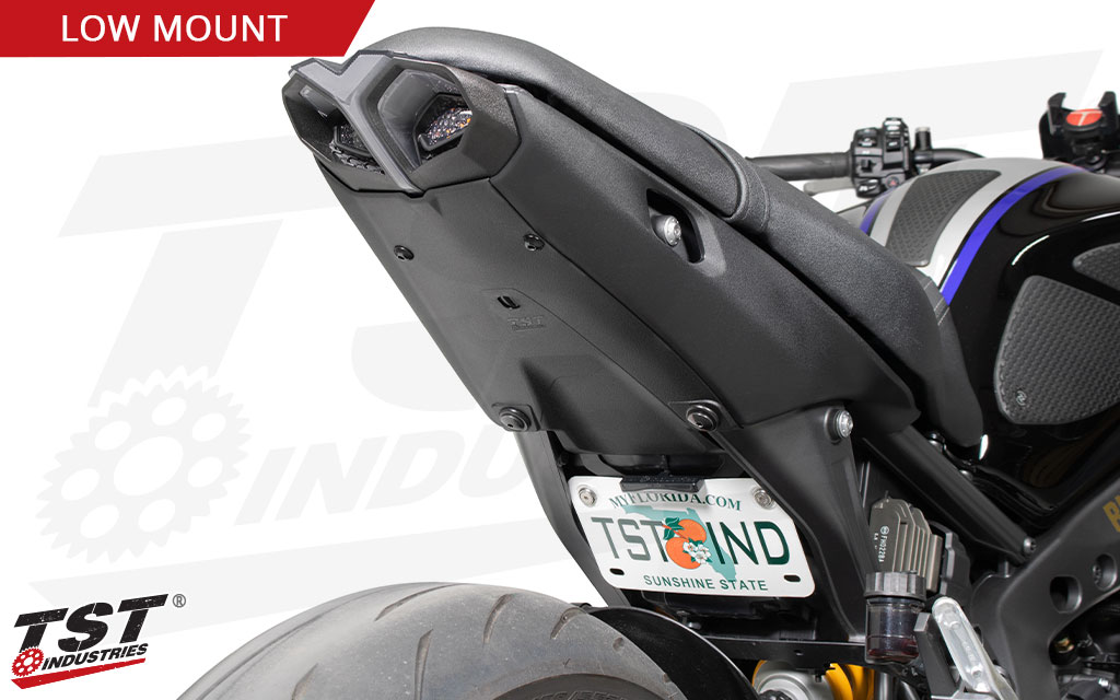 Gain a clean and finished look with the low mount license plate bracket and full undertail panel.