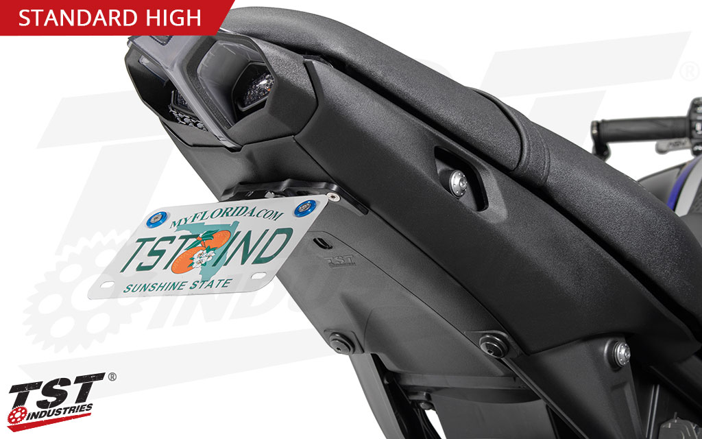 Our fixed bracket mounts your license plate onto your MT-09 without any unnecessary bulk.