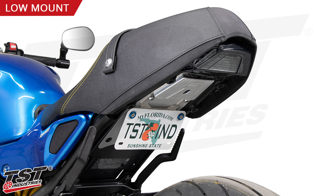 Remount your license plate in a low and tucked position with the TST Low-Mount Elite-1 Fender Eliminator.