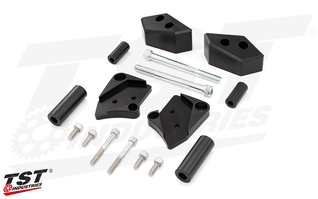 TST Frame Slider Crash Protection for Suzuki GSX-8S 2023+ - What's included.
