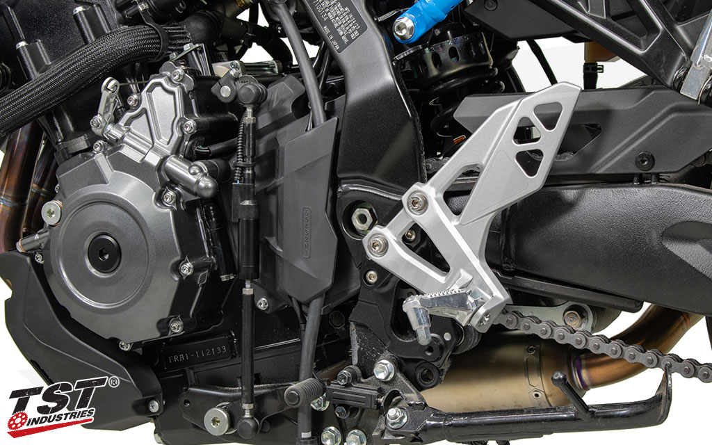 Adjust your foot positioning with our exclusive TST Rearset Riser Brackets for the GSX-8S / GSX-8R.