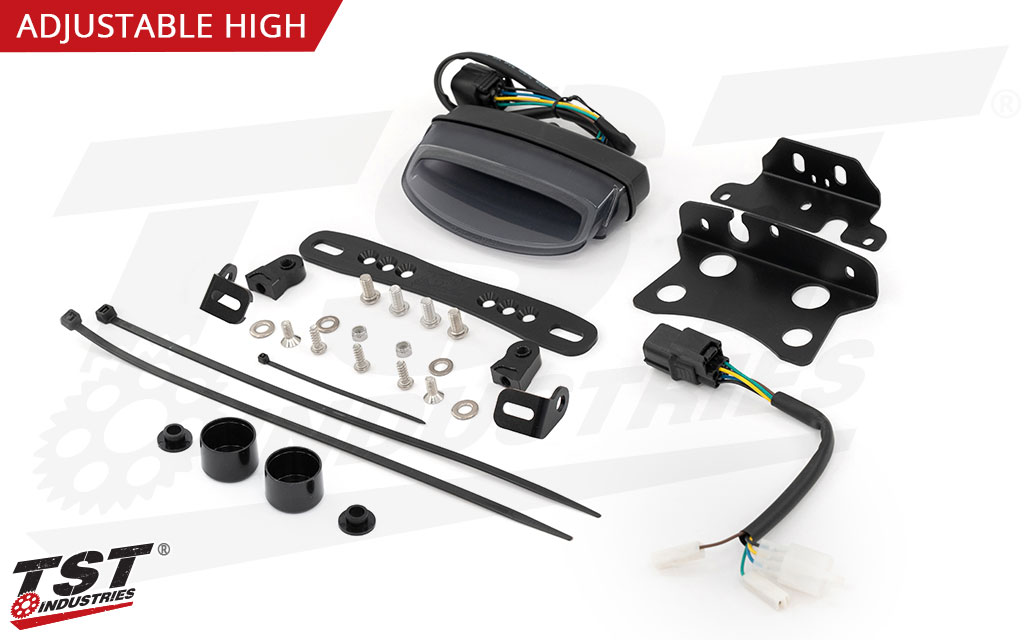 What's Included - Adjustable Fender Eliminator and Smoked Tail Light Options Shown.