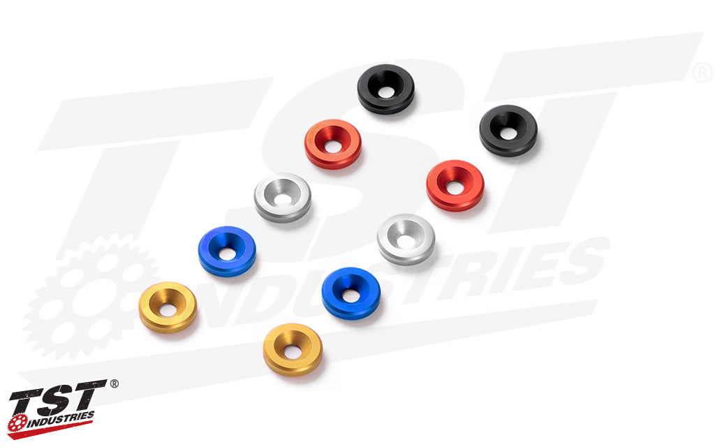 TST Elite-1 Adjustable Fender Eliminator includes your choice of anodized license plate mounting hardware.