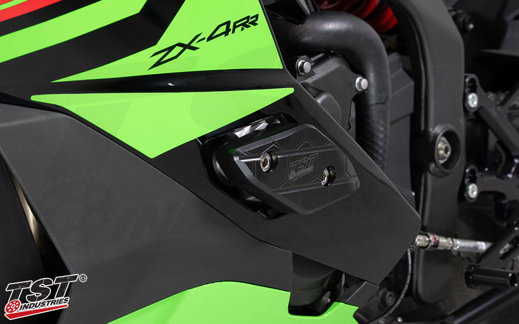 Frame sliders provide initial impact absorption and provide a replaceable sliding surface to help protect your ZX-4RR / ZX-4R.
