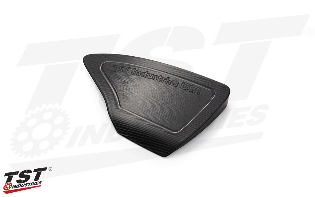 CNC machined aluminum features a durable black anodized finish.