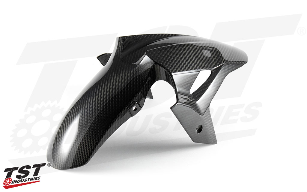 Take your Kawasaki Ninja 400 to the next level with TST's twill carbon fiber front fender.