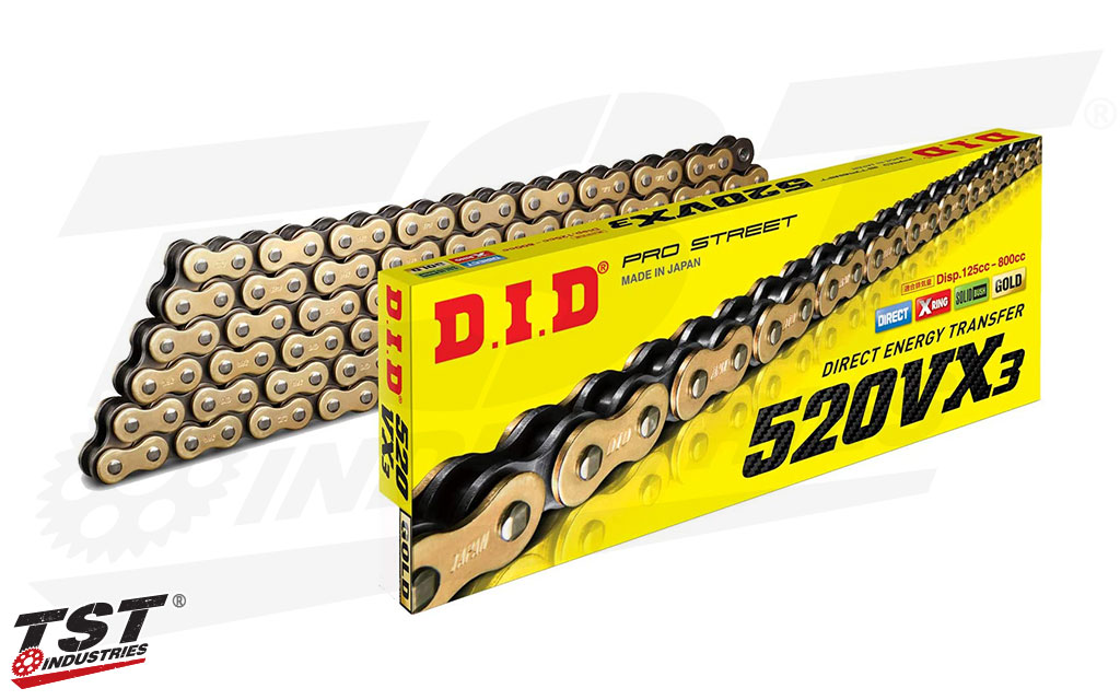 D.I.D 520 VX3 Pro Street Series Gold Plated X-Ring Sealed Chain