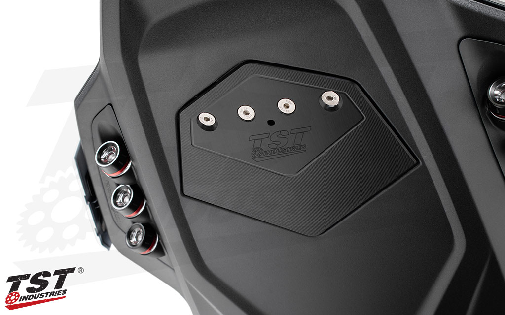 Black anodized finish provides a stealthy and sophisticated appearance on the 2023+ BMW S1000RR.
