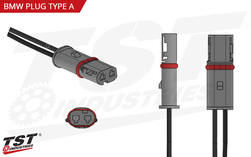 BMW style connector plugs into your BMW motorcycle harness.