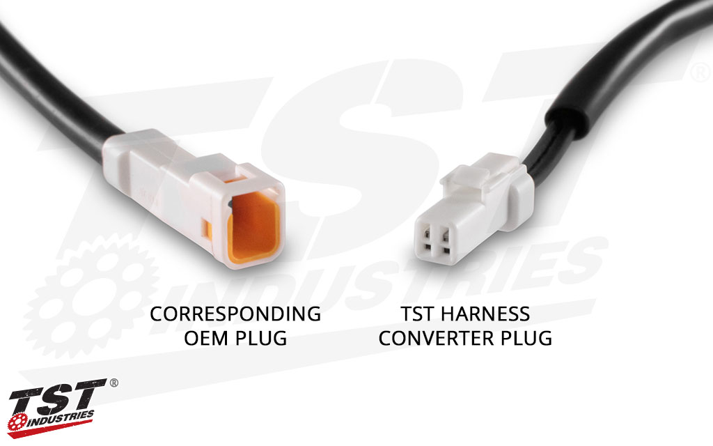 Inspect the TST harness converter plug with the corresponding OEM plug to ensure proper compatibility. 