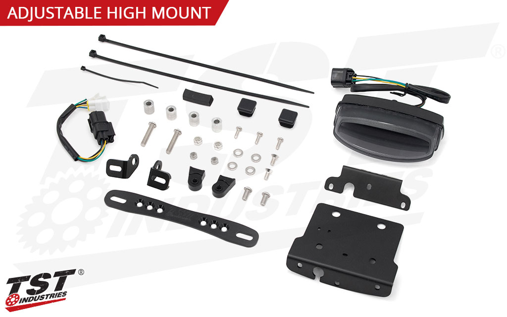 What's included - Smoked Tail Light and Standard (Fixed Position) License Plate Bracket Shown.