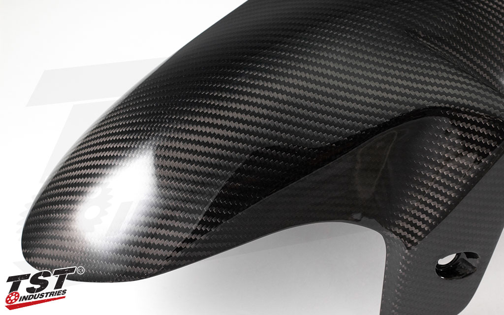 Eye catching twill carbon fiber weave.