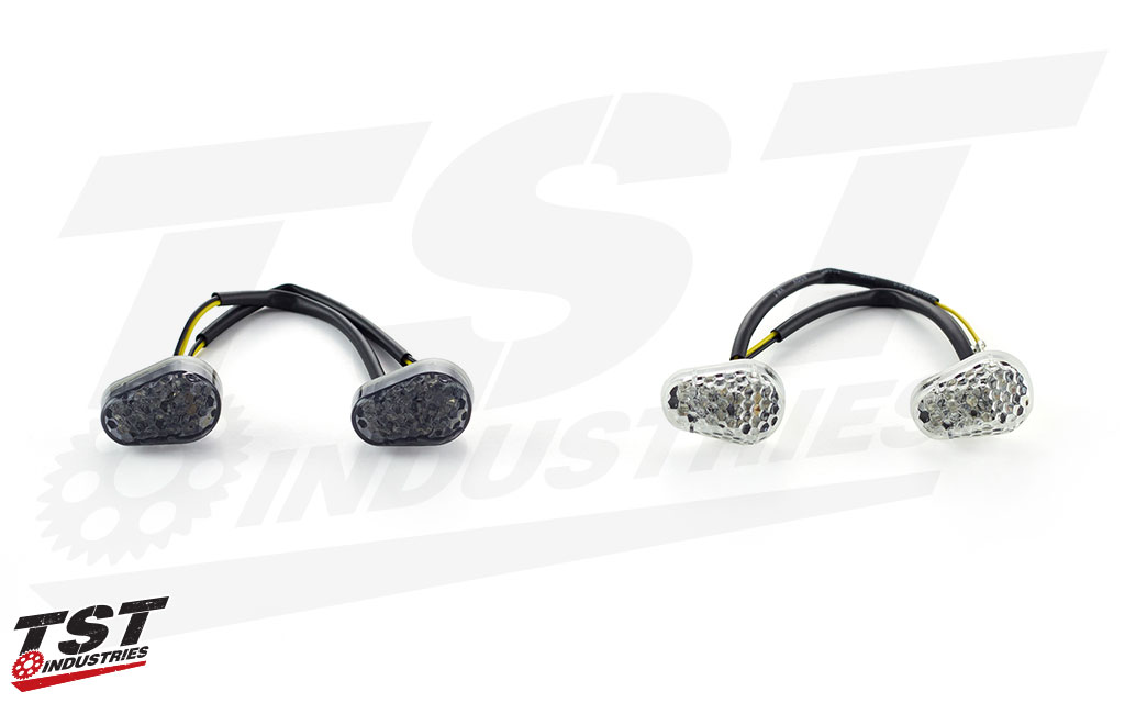 TST LED Front Flushmount Turn Signals are available in clear or smoked lens.