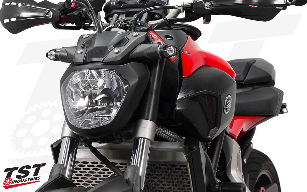 Designed to match the hypernaked sportbike aesthetic. (shown installed on Yamaha FZ-07)