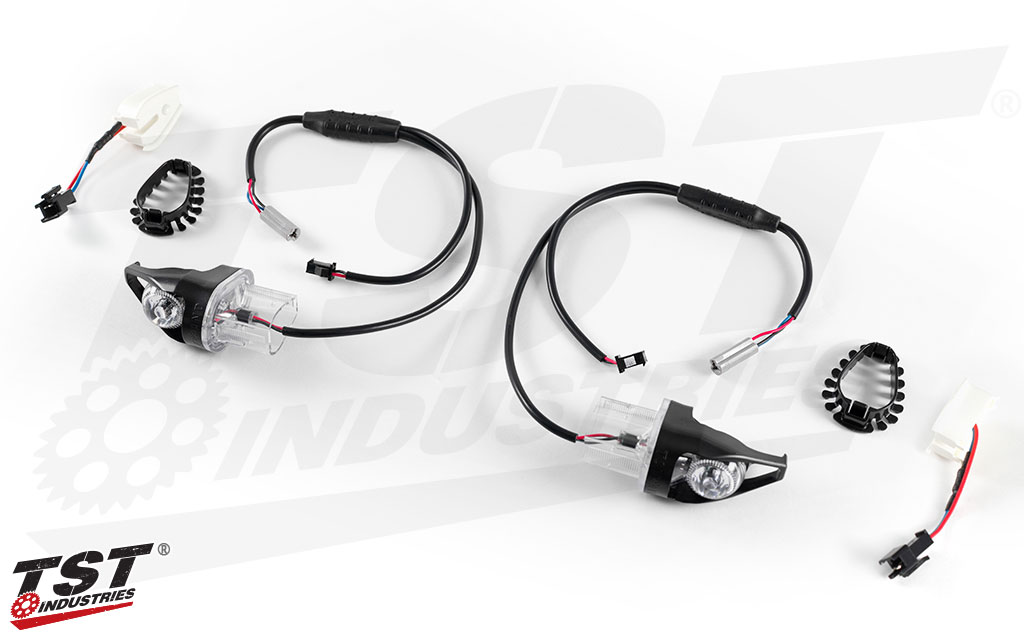 What's Included in the TST MECH-GTR LED Front Turn Signal set for Select Yamaha MT / FZ Models.