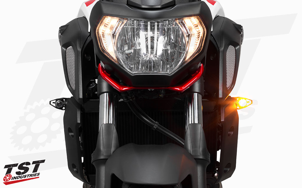 TST MECH-GTR Front Turn Signals on the the 2018+ Yamaha MT-07.