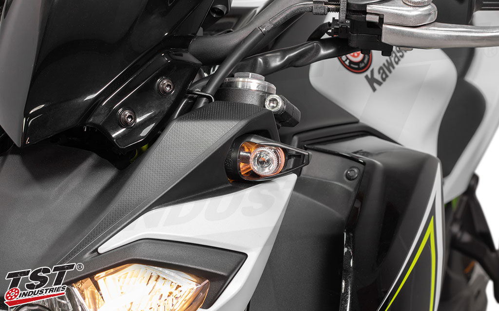 Optional Running Light Kit shown installed on the TST MECH-GTR LED Turn Signals.