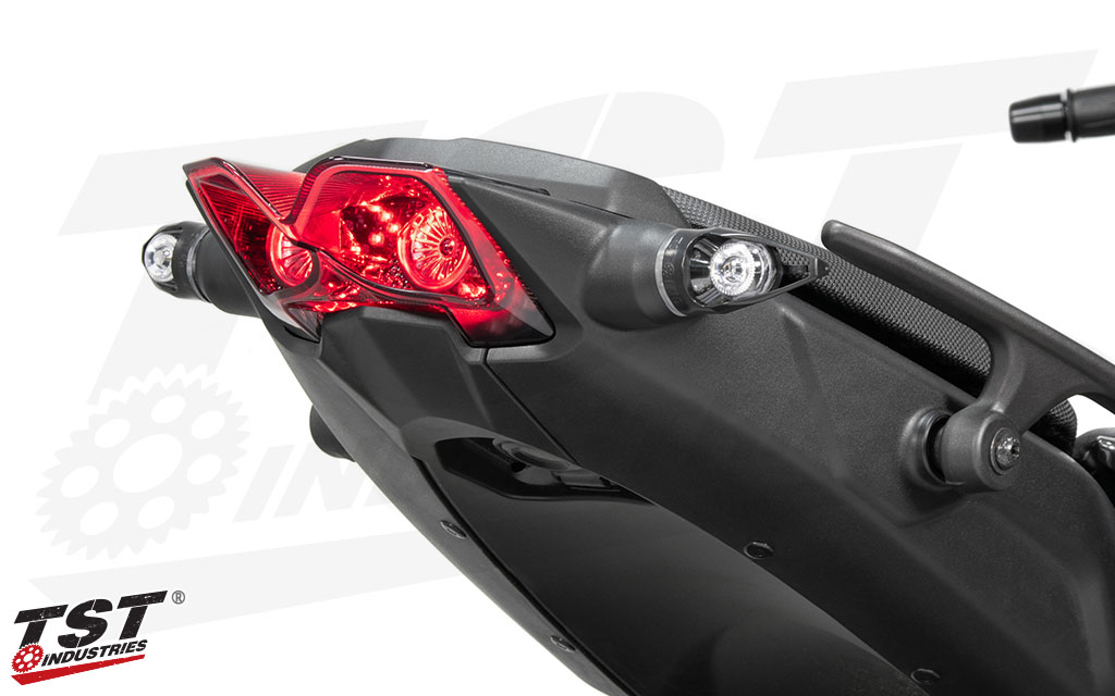 Pair the TST MECH-GTR LED Rear Turn Signals with the LED Integrated Tail Light for a complete overhaul of your Niken tail section.