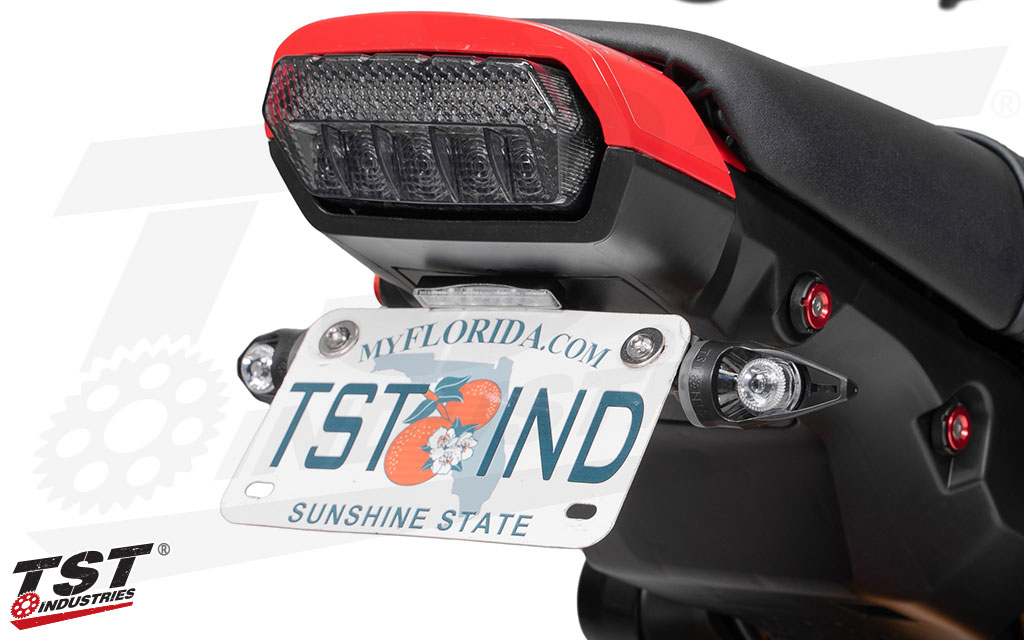 Upgrade your rear turn signals with TST MECH-EVO Rear LED Pod Turn Signals.