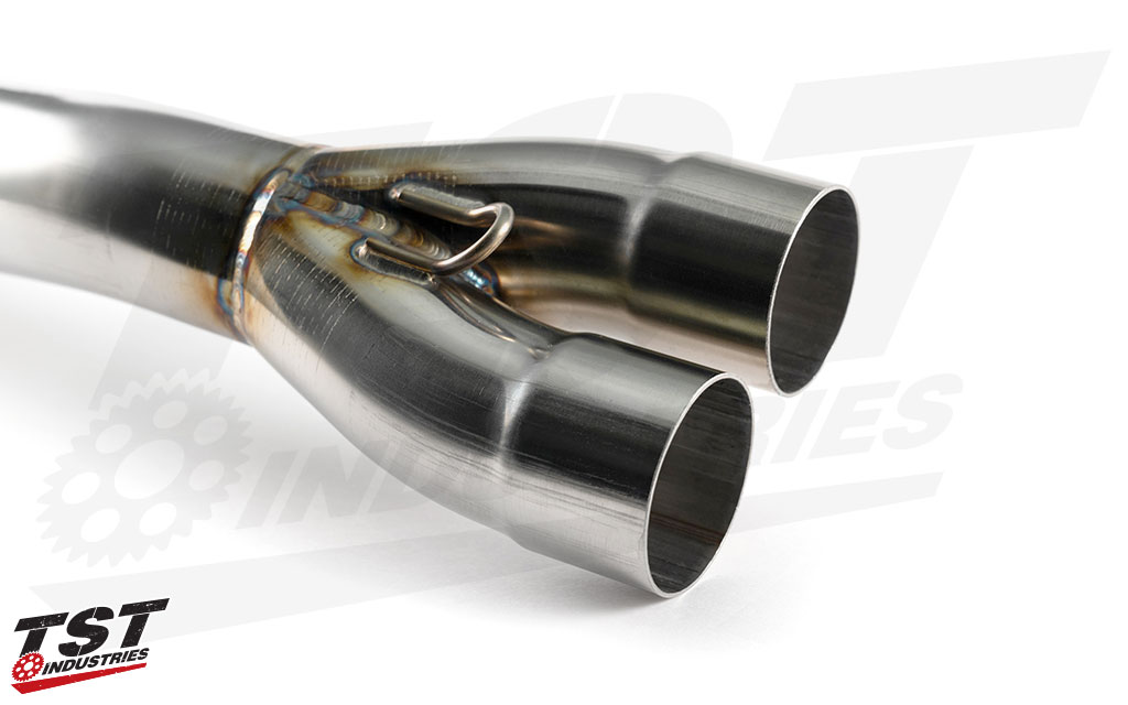 Premium-grade stainless steel piping is used for the headers and midpipe.