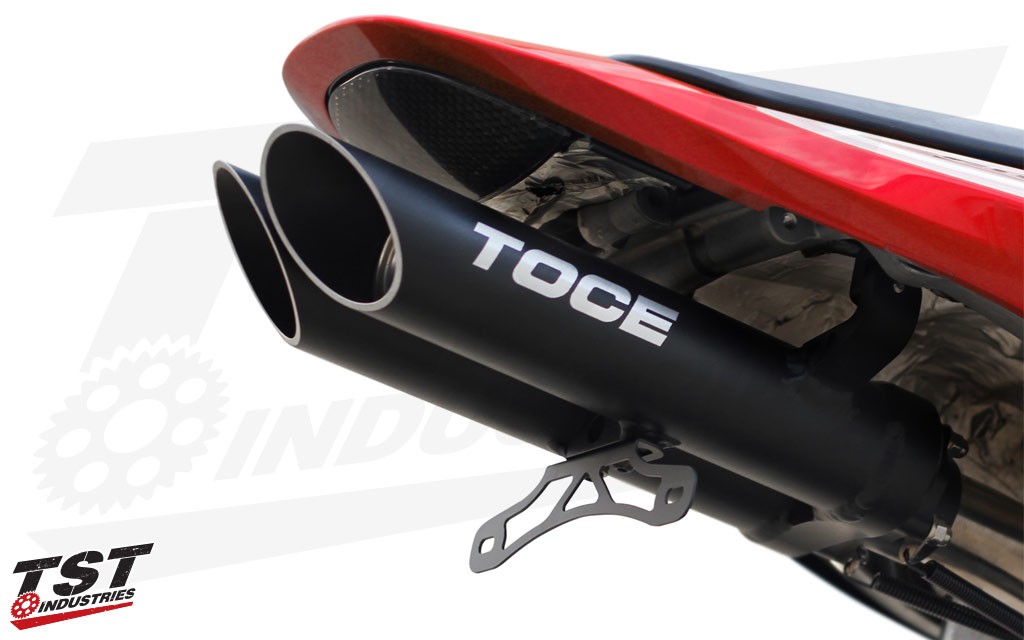 TST Canister-Mount Fender Eliminator for CBR600RR under-tail Toce Exhaust Canisters.