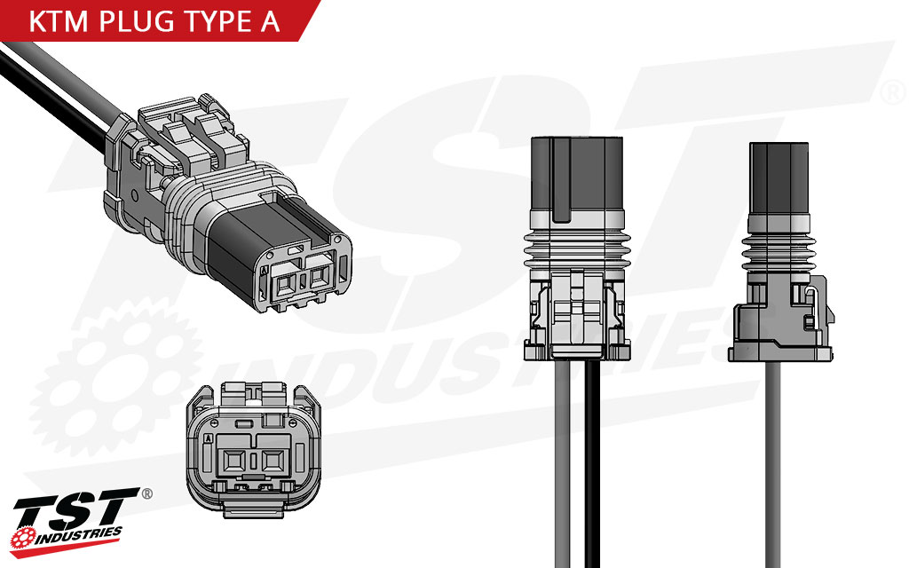 KTM style connectors plug into your bikes OEM wire harness.