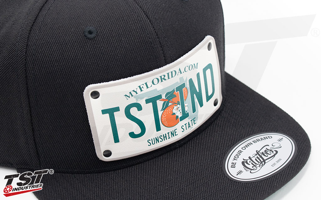 High quality print on white leather.