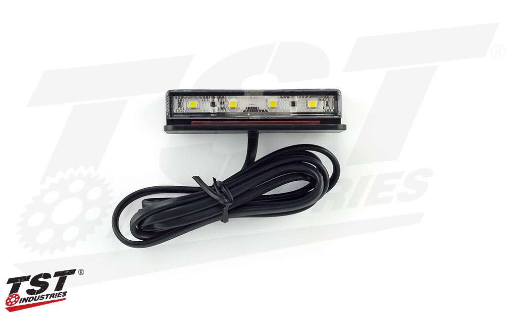 Included TST Low-Profile LED License Plate Light. 