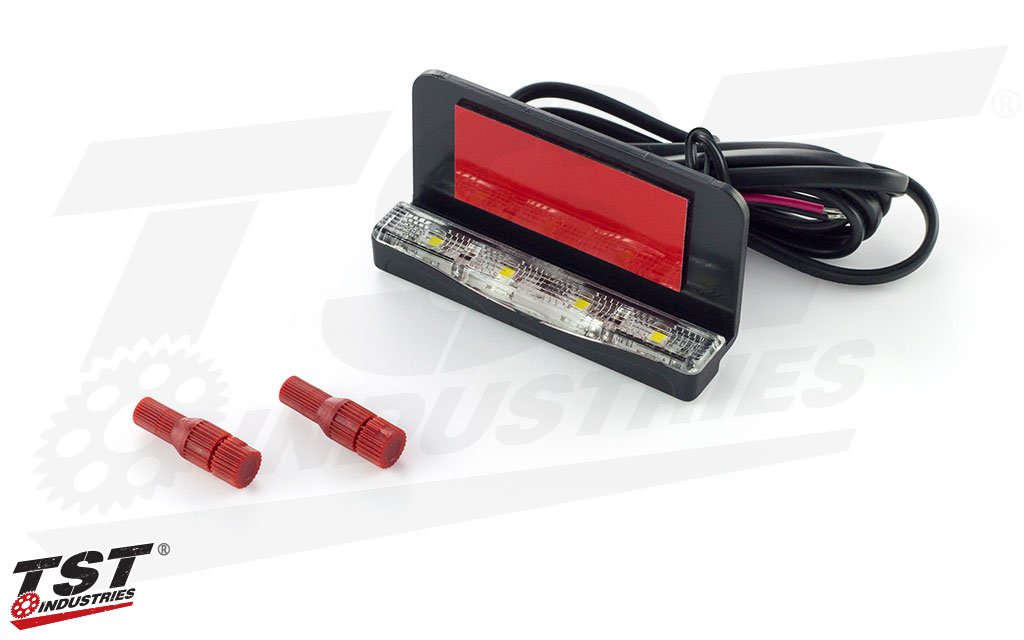 Included LED License Plate Light illuminates your plate with a sleek and low-profile light.